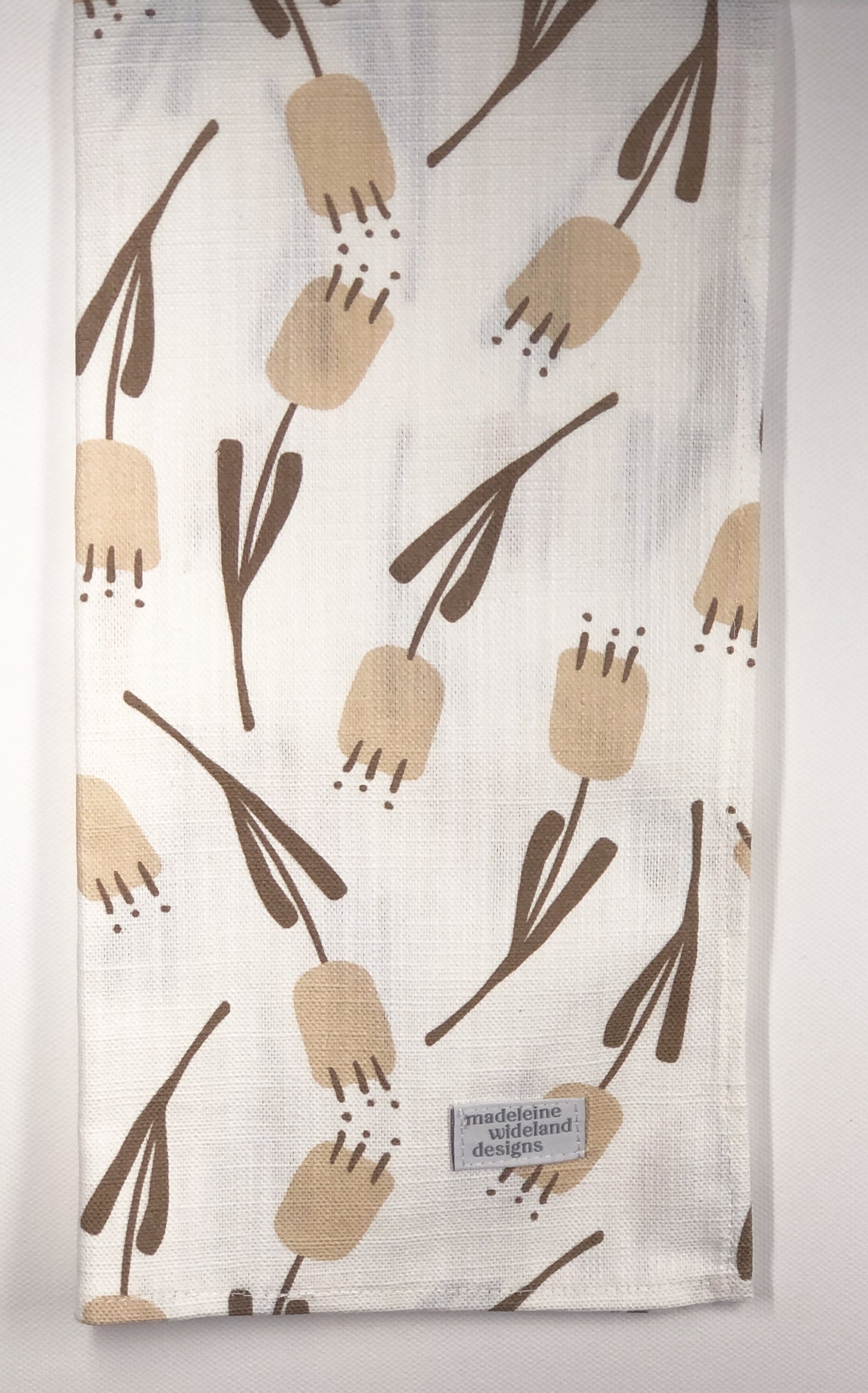 Lilly vit och beige kökshandduk i bomull-lin